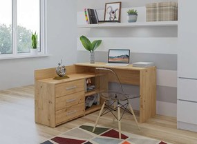 Sarok Íróasztal + Komód Dany Tölgyfa Artisan