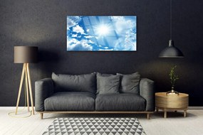 Fali üvegkép Blue Sky Sun Clouds 120x60cm