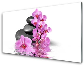 Fali üvegkép Gyönyörű Virág Stones 100x50 cm