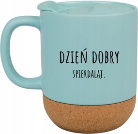 Kék Bögre Fedéllel És Parafa Aljjal Ajándék Jó Reggelt