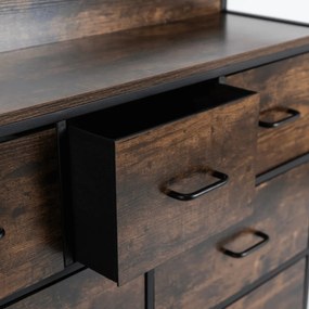 Komoda z Szufladami HUDSON 98 cm Dąb Rustykalny/Czarny