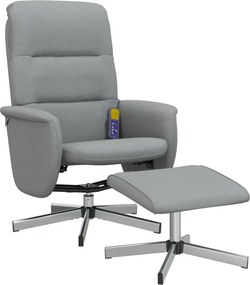 vidaXL világosszürke szövet dönthető masszázsfotel lábtartóval