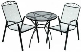 ROJAPLAST Pescara fém kerti bútor szett, 2db székkel, fekete