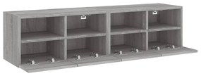 2 db szürke sonoma színű szerelt fa fali TV-szekrény 60x30x30cm