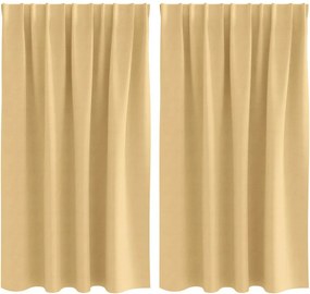 vidaXL Fekete Függöny Gyűrűkkel 2 pcs Bézs 140 x 140 cm Poliészter