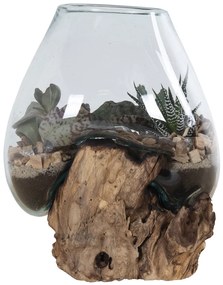 San Marino vízcsepp asztali dekoráció, teak fa/üveg, 20 cm