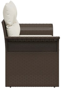 2-Személyes Kerti Szófa Tárolóval &amp; Párnákkal Barna Poli Rattan
