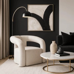 Designer Fotel Krém Bouclé Kárpittal. BRAZIL