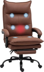 Vinsetto Ergonomikus Irodai Szék Masszázs Funkcióval, Derékmelegítő, Dőlésszög, Magasságállítható Lábpihentető, 360°-ban Forgó Elegáns Szék, Mikroszál
