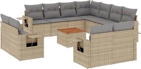 vidaXL 12 részes bézs polyrattan kerti ülőgarnitúra párnákkal