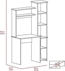 Polcos íróasztal 98,5x45,3x162,5cm barna FUR1232-1