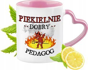 Pedagógus Bögre Rózsaszín Szív Alakú Füllel Kávé Ajándék