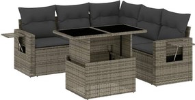vidaXL 6 részes szürke polyrattan kerti ülőgarnitúra párnákkal