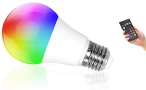 Távirányítós RGBW LED 10W  E27 izzó színes és fehér fénnyel