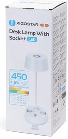 Aigostar-LED RGBW Fényerőszabályozható asztali lámpa konnektorokkal és USB-porttal LED/4,6W/230V fehér