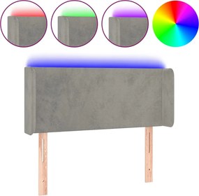 vidaXL világosszürke bársony LED-es fejtámla 103 x 16 x 78/88 cm