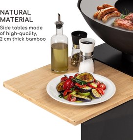 Blumfeldt Savage 2.0 Tall, tűzrakóhely grillel, bambusz oldalsó asztalok, védőburkolat