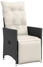 7 részes fekete polyrattan kerti étkezőgarnitúra párnával