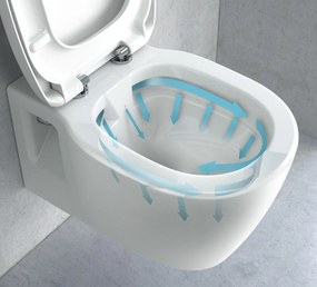 Rea Carter Rimless, falra akasztható wc csésze 490x370x325 mm + wc ülőke, fehér fényes, REA-C1400