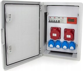 Építőipari Kapcsolószekrény 32A/5 16A/5+C16 4*GS+C16 Differenciálmű 40A Számláló 3F