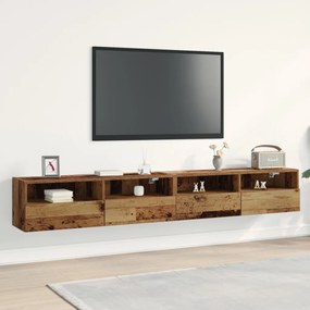 TV Fali Szekrények 2 db Régi Fa 100x30x30 cm Mérnöki Fa
