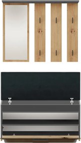 MIX Parma előszobafal, 100x81.5x35 cm, antracit-tölgy