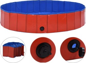 vidaXL összehajtható piros PVC kutyamedence 160 x 30 cm