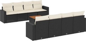 vidaXL 9 részes fekete polyrattan kerti ülőgarnitúra párnákkal