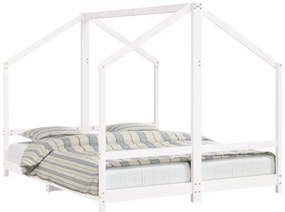 fehér tömör fenyőfa gyerekágykeret 2 x (80 x 200) cm