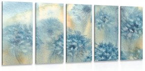 5-részes kép kék pitypang akvarell kivitelben