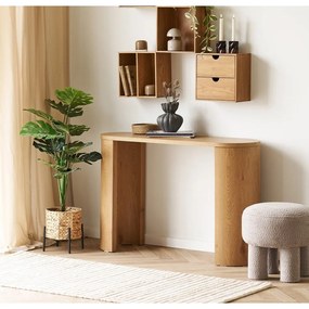 Natúr színű konzolasztal tölgyfa dekorral 38x114 cm Bibione – House Nordic