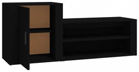 fekete szerelt fa cipősszekrény 130x35x54 cm