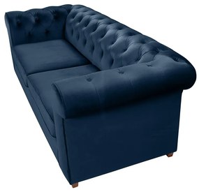 Oxford Chesterfield Kihúzhatós kanapé, 88x216x75 cm, 3 személyes, sötétkék