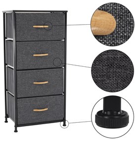 PALMERA szekrény szövet fiókokkal, fekete