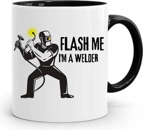 Fekete Bögre Ajándék Flash Me IM Welder fényképes nyomtatással