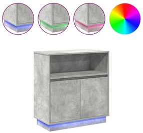 Led világítással ellátott oldalszekrény Beton Szürke 71x34,5x75 cm Műanyag