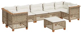 8 részes bézs polyrattan kerti ülőgarnitúra párnával