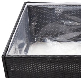 fekete polyrattan kerti ültetőláda 80 x 80 x 40 cm