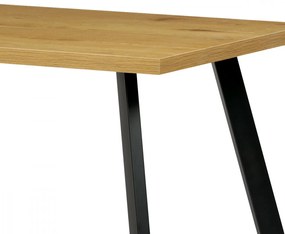 Modern Étkezőasztal Vadtölgy Színben Fekete Fém Lábbal. Méret: 140x85x75 cm. HT-740