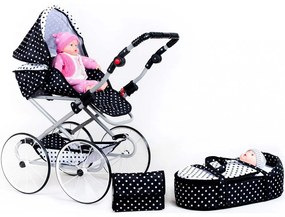 Játék Retro babakocsi 2az1-ben New Baby Natálka fehér - fekete