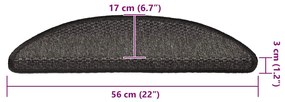 15 db szizál hatású antracitszürke lépcsőszőnyeg 56x17x3 cm