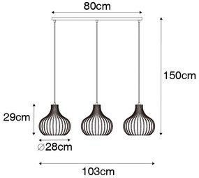 Modern lógólámpa fekete 3-lámpás - Saffira