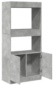 betonszürke szerelt fa magasszekrény 63 x 33 x 140 cm