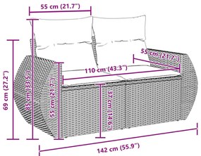 14 darabos kerti kanapé szett párnákkal, bézs, poli rattan, akác, 4 darabos kerti étkező szett párnákkal, bézs, poli rattan, akác