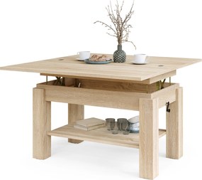 Mazzoni BRAWO Sonoma Tölgy - NYITHATÓ/MAGASÍTHATÓ DOHÁNYZÓASZTAL POLCCAL ÉTKEZŐASZTALKÉNT IS HASZNÁLHATÓ