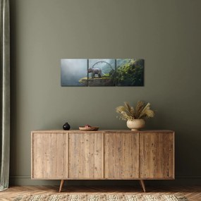 Kép - Az elefánt a Taj Mahal tetején (órával) (90x30 cm)