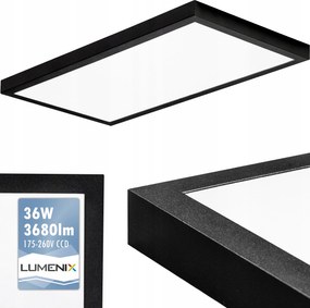 Led Panel Lámpatest 60x30cm 36W Falra Szerelhető mennyezeti Fekete CCD