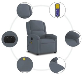 vidaXL sötétszürke bársony elektromos dönthető masszázsfotel