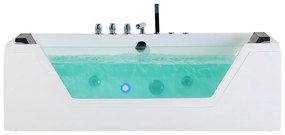 Fehér whirlpool masszázskád LED világítással 174 x 79 cm SAMANA Beliani