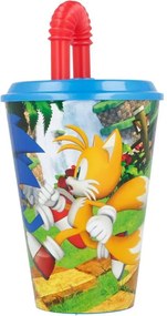 Sonic a sündisznó Adventure szívószálas pohár, műanyag 430 ml